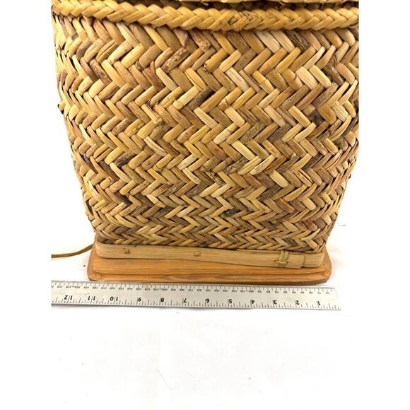 Vintage Woven Rattan Table Lamp Base Only 1980's Boho - Picture 5 of 13